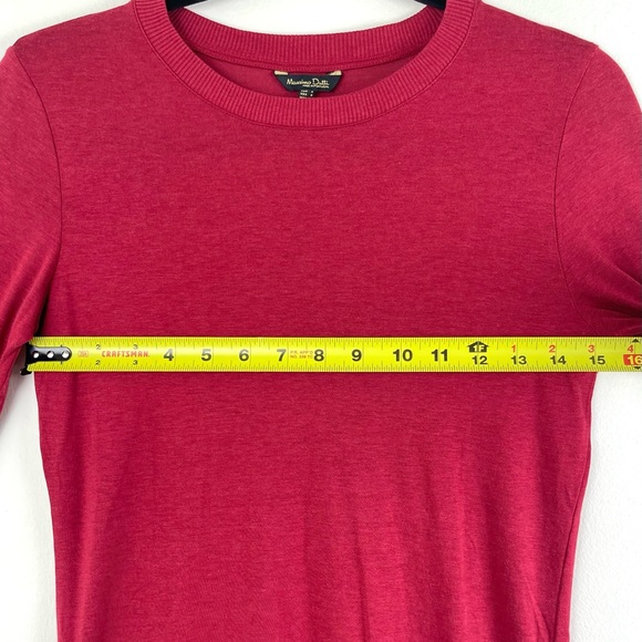 Massimo Dutti Silk Blend Crewneck, Long Sleeve Semi Sheer Pullover, Red, Small - Picture 3 of 6
